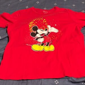 Disney Red Mickey Mouse Fireworks Kids T-Shirt